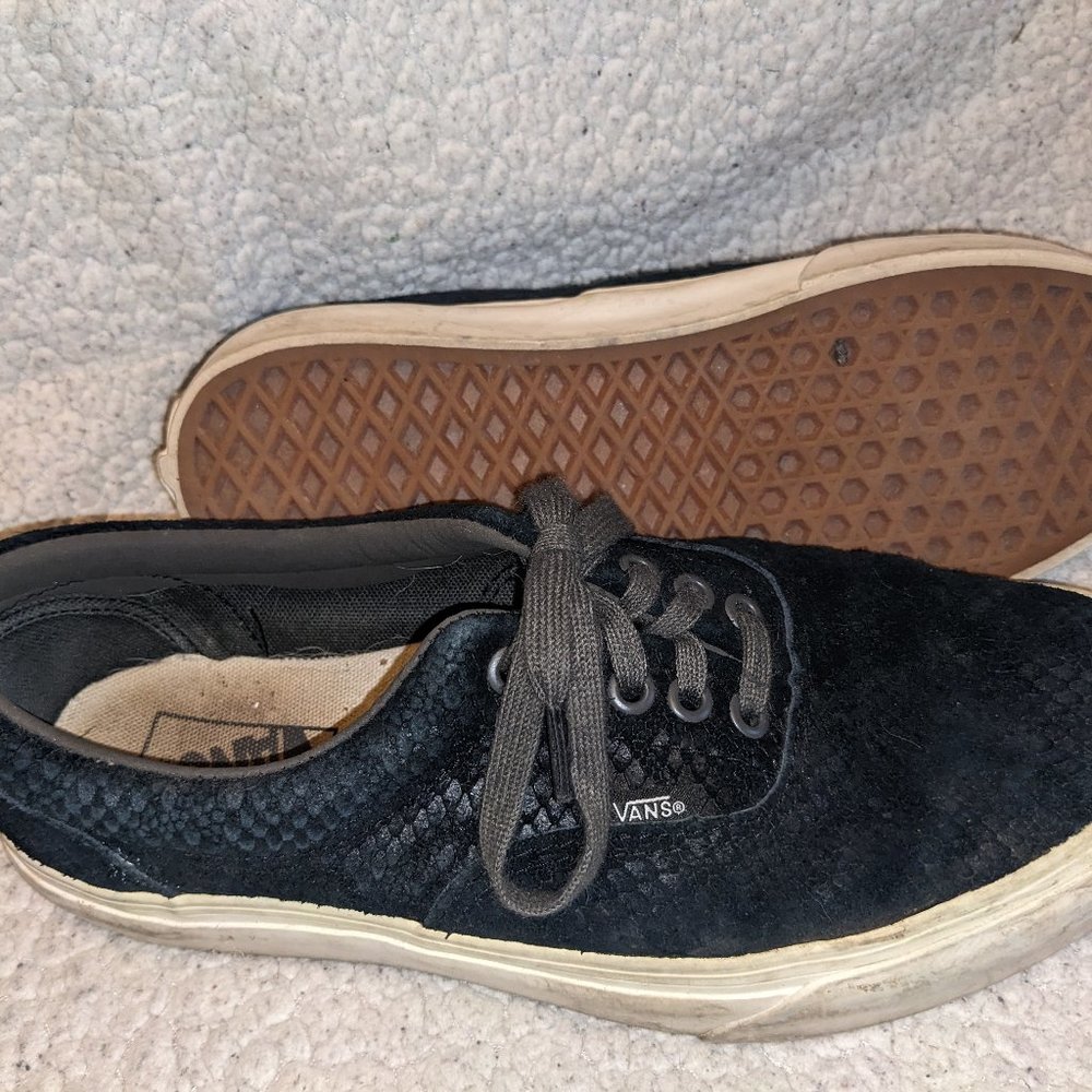 Velvet black snake skin print vans